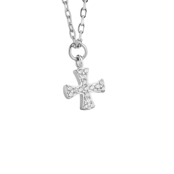 14K Gold Cross • White Gold Cross Crystal • Cross • Dainty Necklace • silver - Picture 3 of 8